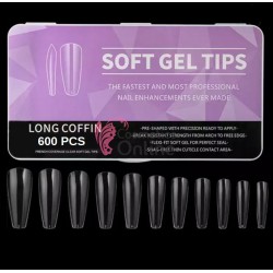 Tipsuri 600 bucati fara bordura Transparente TPS10KK - Long Coffin